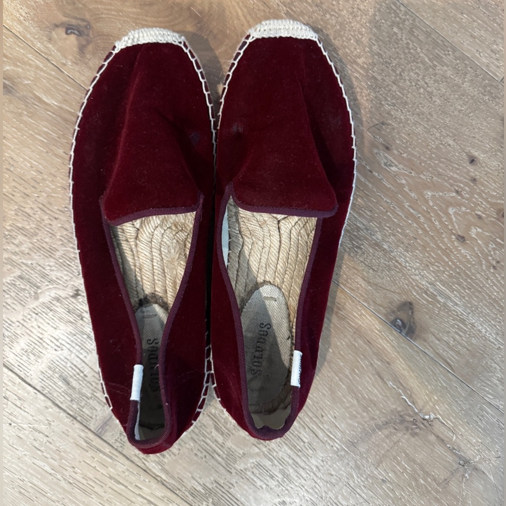 Solids Red Velvet Smoking Slipper Espadrille